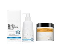 Crema Rivitalizzante Alla Cheratina, Trattamento Al Collagene Per Capelli Donna, Per Capelli Secchi E Danneggiati, Idratante E Lisciante (Combinato)