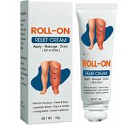 Crema Roll-On per Drenaggio Linfatico e Sollievo dal Gonfiore - Crema Erboristica per la Cura delle Gambe da 50g, Sollievo dall'Edema per Gambe e Piedi per Tutti i Tipi di Pelle,1pc