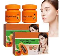 Crema schiarente e illuminante per il viso e la rimozione delle lentiggini, Crema 2 in 1 alla Papaya Giorno e Notte, Idratante antirughe, Doppio uso giorno e notte