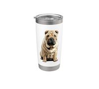 Crema Shar pei Dog Illustrazione Bicchiere termico in acciaio inox doppia parete