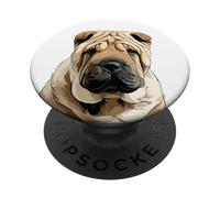 Crema Shar pei Dog Illustrazione PopSockets PopGrip Adesivo