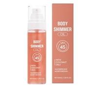 Crema solare Glow Olio, 100 ml, crema solare luccicante per il corpo, Sheer Body Mist Sunscreen SPF 45, crema solare con olio per il corpo brillante, leggero, assorbimento rapido