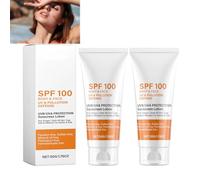 Crema solare viso SPF 100, SPF 100 Sunscreen per viso e corpo, protezione solare anti-invecchiamento con protezione UVA/UVB, crema solare idratante e non grassa (2 pezzi)