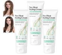 Crema Styling senza Calore per Capelli Ondulati e Ricci, Balsamo Leave-in Anti-crespo per Capelli Crespi, Tenuta Lisciante Leggera Non Grassa, Crema Asciutta All'aria con Estratti Botanici (3PCS)
