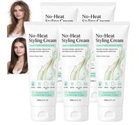 Crema Styling senza Calore per Capelli Ondulati e Ricci, Balsamo Leave-in Anti-crespo per Capelli Crespi, Tenuta Lisciante Leggera Non Grassa, Crema Asciutta All'aria con Estratti Botanici (5PCS)
