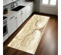Crema Tappeto Cucina 50x180 cm Rilievo dell'Albero della Vita Lavabile Multiuso Resistente Passatoia Cucina Antimacchia Sotto Lavandino Fornelli