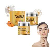 Crema viso alla curcuma e vitamina C - Idratante rassodante e illuminante, favorisce un tono uniforme della pelle, trattamento viso a base vegetale con supporto al collagene, 50 ml (2 scatole)