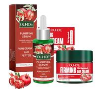 Crema Viso Antirughe Donna BIO con Olio di Semi di Melograno e Peptidi Maca, Siero Antirughe, Kit Rassodante Viso, Ingredienti Naturali Anti-invecchiamento, Rassodano la Pelle, 50g + 30ml
