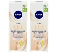 Crema Viso Giorno, 5in1 BB Cream, Super Idratante, 24h No Stop, Naturale. SPF15, Con Olio Di Jojoba e Pigmenti Illuminanti 50ml (2 Unità)