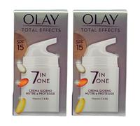 Crema Viso Giorno Total Effects 7in1, Nutre e Protegge con SPF15 e Vitamine Antiossidante C e B3, 7 Benefici in un unico passaggio, Formato da 50ml (2 Unità)