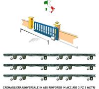 CREMAGLIERA ACCIAIO 3 PEZZI M4 12X30X1000 MM CANCELLO SCORREVOLE 6 QUIN.LI