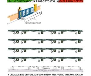 Cremagliera M4 Antirumore Nylon Acciaio 4 Pezzi Da 1 Metro X Cancello Scorrevole
