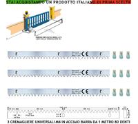 Cremagliera M4 Zincata Acciaio Cancello Scorrevole 3 Moduli Da 1 Metro 6 Bulloni