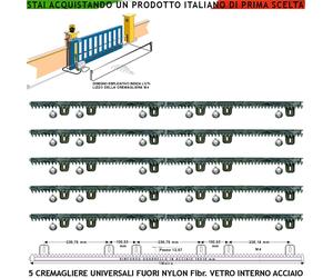 Cremagliera Nylon Antiusura Anima Acciaio 5 Pezzi Da 1 Metro Cancello Scorrevole