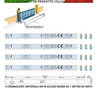 Kit Cremagliera Zincata Acciaio M4 Cancello Scorrevole 4 Pezzi 1 Metro 6 bulloni