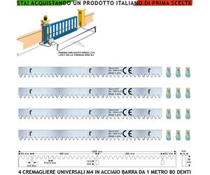 Cremagliera Universale M4 Acciaio Zincato Cancello Scorrevole 4 Barre Da 1 Metro