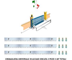CREMAGLIERA ZINCATA 3 PEZZI DA 1 METRO IN ACCIAIO M4 CANCELLO SCORREVOLE 22 Q