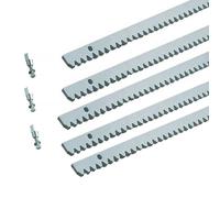 CREMAGLIERA ZINCATA ACCIAIO PER CANCELLO SCORREVOLE COMPLETA DI ATTACCHI PZ 5 MT