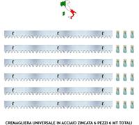 CREMAGLIERE ACCIAIO ZINCATA M4 6 PEZZI DA 1 MT CANCELLO SCORREVOLE