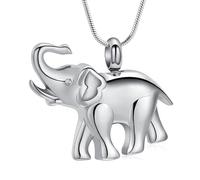 Cremation Jewelry for Ashes Elephant Shape Stainless Steel Keepsake Memorial Pendant Locket Urn Necklace for Pet/Human(Silver)