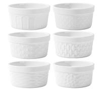 Creme Brulee - Set di 6 pirottini per soufflé da 230 ml, resistenti al forno, ciotole per ragout fini, pirottini resistenti al forno, ciotole per carne di condimento, per soufflee, resistenti al