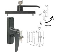 Cremonese 245a Nera Con Aste Interne Dx Destra Chiave Maniglia Per Balconi Fines