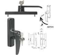 Cremonese 245a Nera Con Aste Interne Sx Sinistra Chiave Maniglia Per Balconi Fin