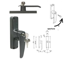 Cremonese 245b Nera Con Aste Esterna Destra Dx Chiave Maniglia Per Balconi Fines