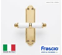 CREMONESE CON FORI IN OTTONE LUCIDO E CERAMICA MANIGLIA PER FINESTRA FINESTRE