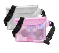 Crenova Borsa impermeabile Mare, Marsupio per uomo donna Cintura Regolabile Estesa, Mare Accessori per Viaggio Spiaggia Barca Campeggio Subacqueo, IP68 Custodia Impermeabile Phone(Rosso+Trasparente)