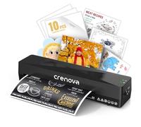 Crenova Plastificatrice A4 a Caldo e Freddo con 10 Pouches, Senza Bolle, Ideale per Casa e Ufficio (Nera)