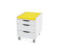 Creo - Armadio mobile in metallo, con 3 cassetti, con chiusura a 3 cassetti, colore: Bianco/Giallo