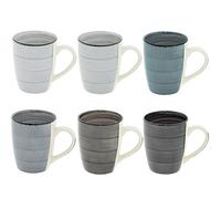 CREOFANT Set di tazze da caffè per 6 persone - 6 tazze da 350 ml in gres porcellanato grigio - moderna tazza da caffè per caffè, tè e cappuccino - lavabile in lavastoviglie e microonde