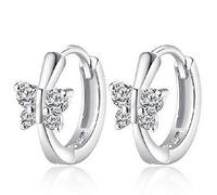 Creole Earrings for Women and Girls Sterling Silver with AAA Zirconia Butterfly Hypoallergenic