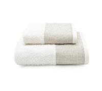 Creole Emily Asciugamani da Bagno, Cotone e Lino, Panna, 1+1, 2 unità
