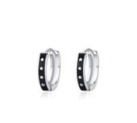 Creolen Klein, Ohrhänger Silber 925 Klein Silber Schwarz Sterne Damen Geschenke Geburtstag