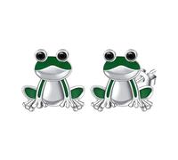 Creolen Ohrringe beliebte europäische und amerikanische -Tier-Frosch-Ohrringe Ohrringe Silber 925 Creolen Eckig (Green, One Size)