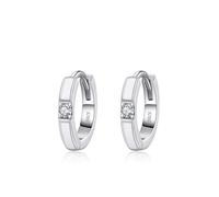 Creolen Silber Chunky, Ohrhänger 925 Silber Rund mit Zirkonia Geschenk 18 Geburtstag Mädchen