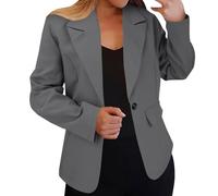 CreoQIJI Donna Autumn And Winter Long Sleeved Solid Color Cardigan Small Suit Jacket Jacks Cappotti Donna, grigio., M