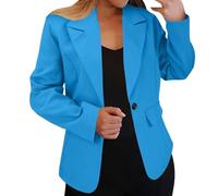 CreoQIJI Donna Autumn And Winter Long Sleeved Solid Color Cardigan Small Suit Jacket Jacks Cappotti Donna, Blu scuro, XXL