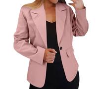 CreoQIJI Donna Autumn And Winter Long Sleeved Solid Color Cardigan Small Suit Jacket Jacks Cappotti Donna, Colore: rosa., 3XL