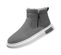 CreoQIJI Scarpe invernali da uomo in cotone con taglio caldo, per attività all'aria aperta, in velluto ispessito, con chiusura lampo laterale, slip on in cotone, resistenti al freddo e alla neve, da