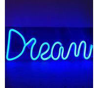 Creperture Dream Neon Sign, 39 x 13,5 cm LED Wall Dercor Dream Light Up Neon Night Lights USB Powered Lettere Segnali Luce Decorazione per Camera da Letto Casa Bar Negozio Festa di Matrimonio Blu