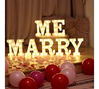 Creperture Lampada LED 3D a forma di lettera inglese Marry Me, LED Lettere Decorazione Luminosa Pannello Marry Me per Matrimonio, Festa di Compleanno Natale Decorazione Bar