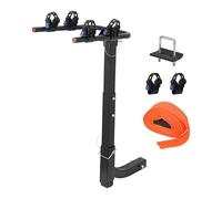 Creperture Portabici posteriore per auto, portabici per 2 biciclette con stabilizzatore e cinghia e 2 sellini, portabici per gancio di traino adatto per bici elettriche