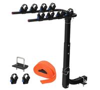 Creperture Portabici posteriore per auto, portabici per 4 biciclette con stabilizzatore e cinghia e 2 sellini, portabici per gancio di traino adatto per bici elettriche