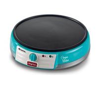 Ariete 202 Crepes Maker Party Time - Piastra per Crepes antiaderente - 2 spatole in legno - ricettario - 1000 W - Azzurro