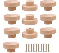 Crepundia Maniglie in Legno per Mobili, Pomelli rotondi in legno for mobili, maniglie for cassetti in grezzo con viti for guardaroba, cassettiera e armadio(S,24pcs)