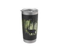crepuscolo crepuscolo foresta bosco cervo rosso silhouette Bicchiere termico in acciaio inox doppia parete