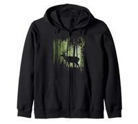 Crepuscolo Crepuscolo Foresta Bosco Cervo Rosso Silhouette Felpa con Cappuccio